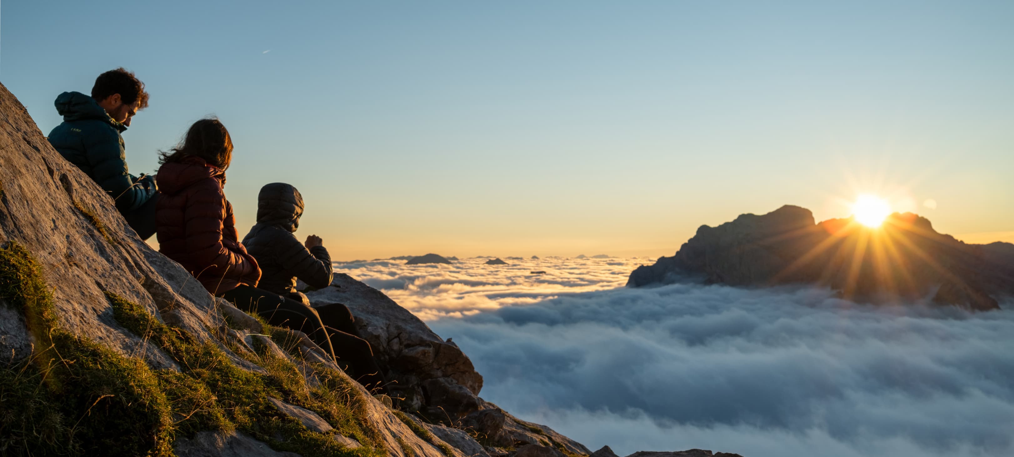 sunset on picos de europa mountain range